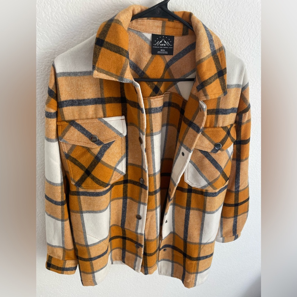 New Black, Orange and White Fall Shacket. Soft, Cozy and Warm. Size Small